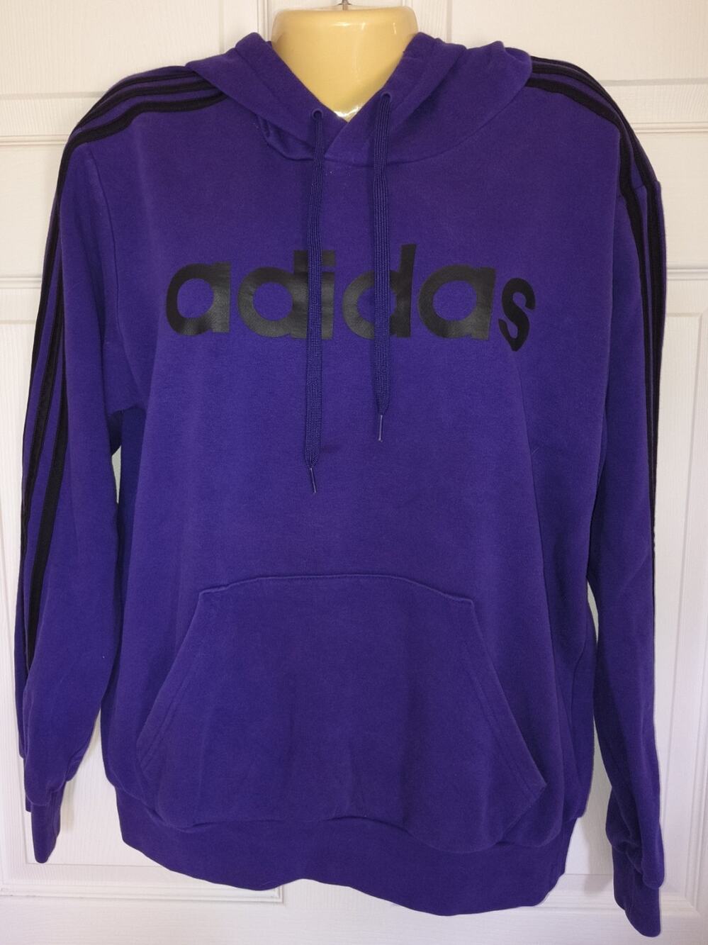 Adidas Pullover Hoodie - Men's size Medium. Purple with Black Stripes